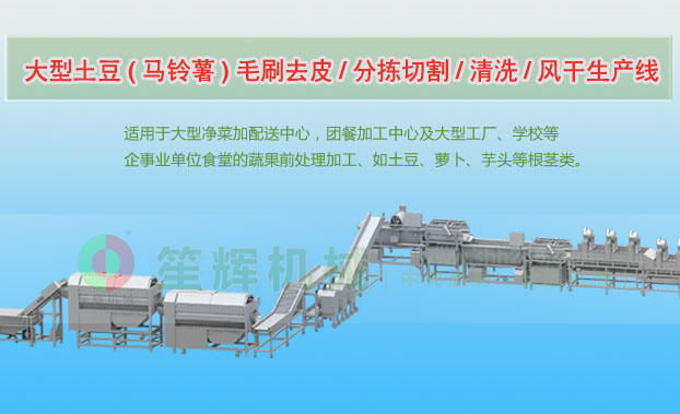 云梦连续式土豆去皮清洗切割风干生产线